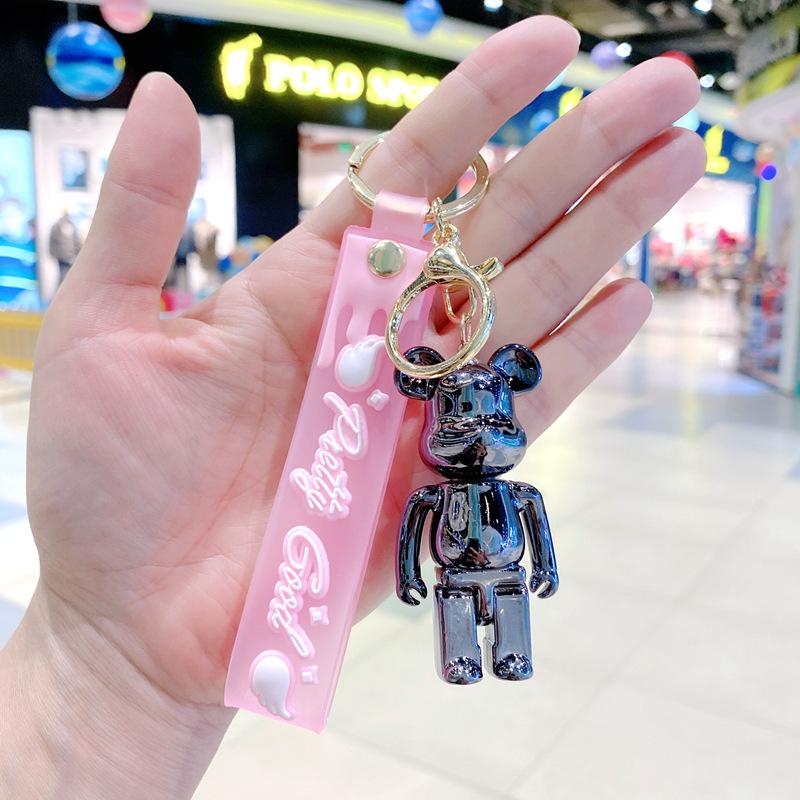 Keychain Cartoon Joint Bear Key Pendant Bag Pendant Car Key Chain Creative Gift electroplated