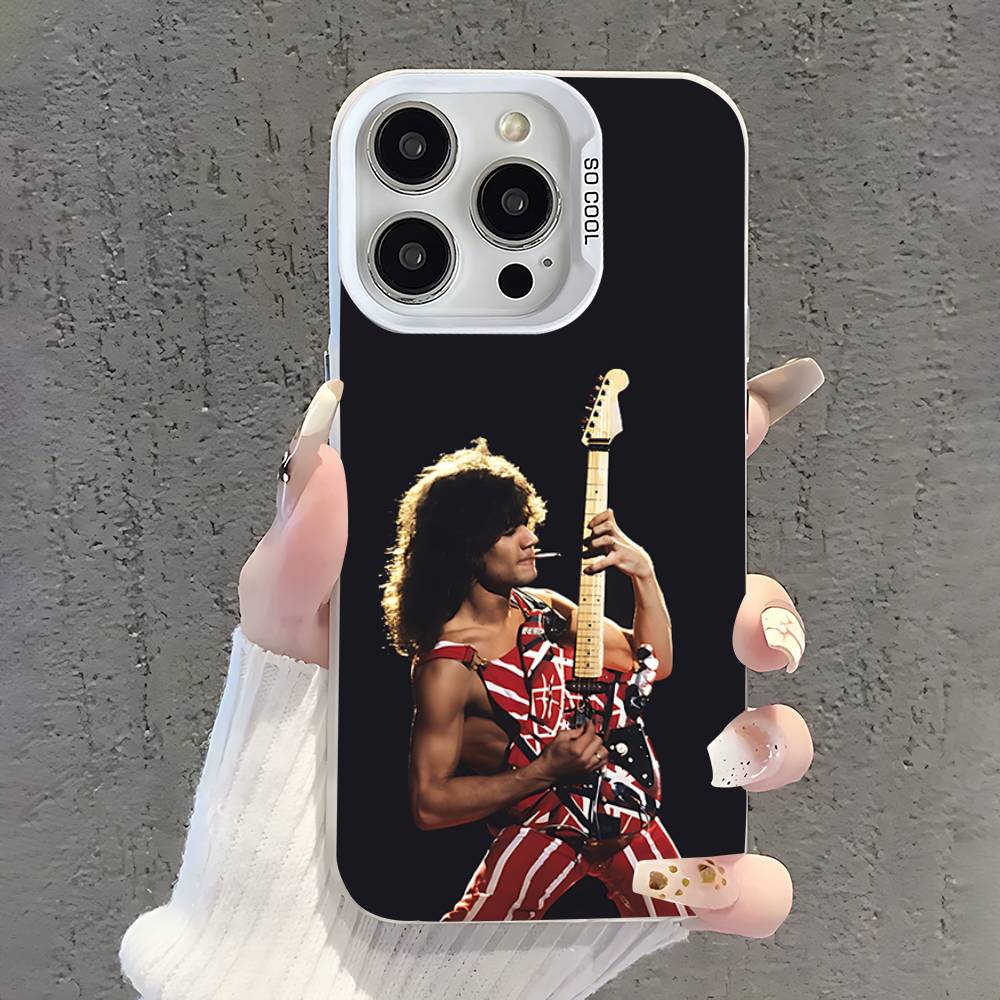 E-Eddie Van H-Halen Phone Case For iPhone 17,16,15,14,13,12,11,Pro,XS,Max,Plus,Mini,SE White Candy Matte Shockproof Cover