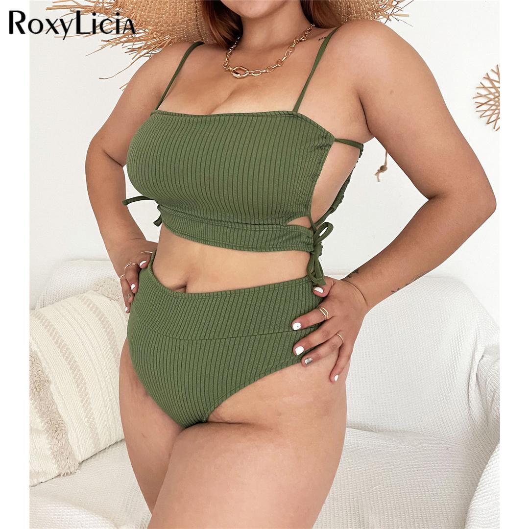 

0XL-4XL, 5 цветов, купальник с высокой талией, женский купальник, женский комплект из двух частей, комплект бикини, купальный костюм для плавания