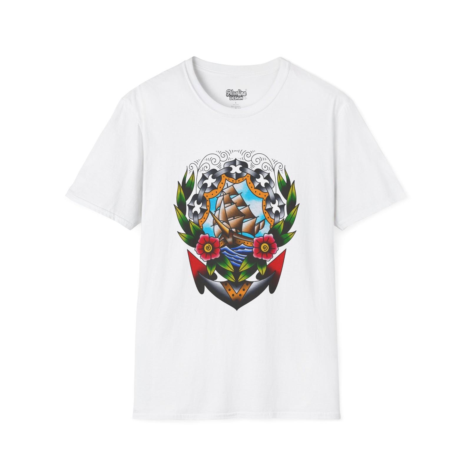 Traditional ShipRoses Anchor Tattoo Old School Sailor Vintage Style T-Shirt S разноцветный
