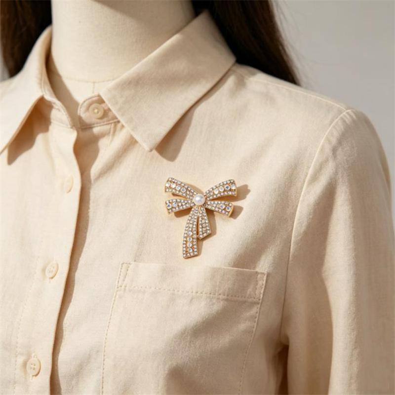 Chic Bowknot Brooch for Men Women Fashion Rhinestone Bow Brooches Pins Jewelry Accessories Party Gifts