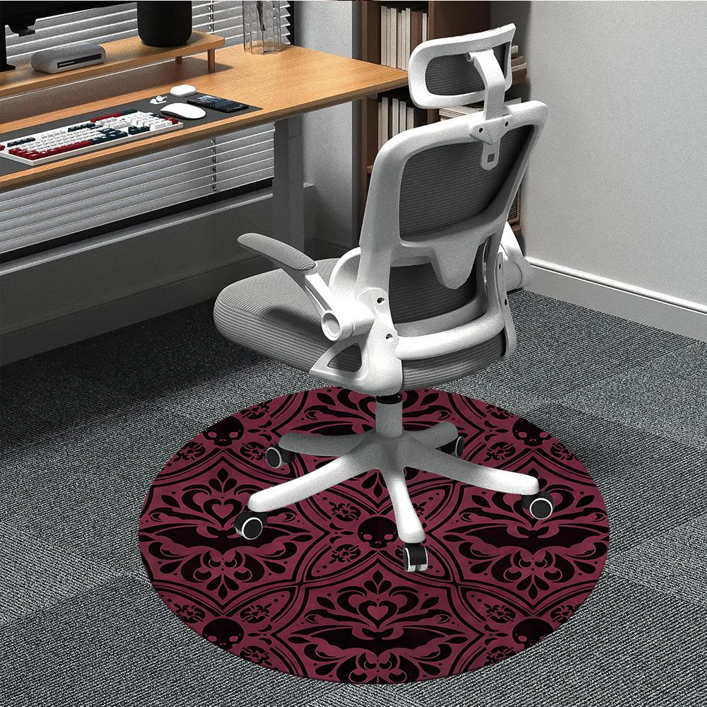 

1PCGothic Skulls Office Round Area Rug, Mat Suitable For Office, Under Office Chairs Bedroom Living Room Home Decor, Room Deco 80cm