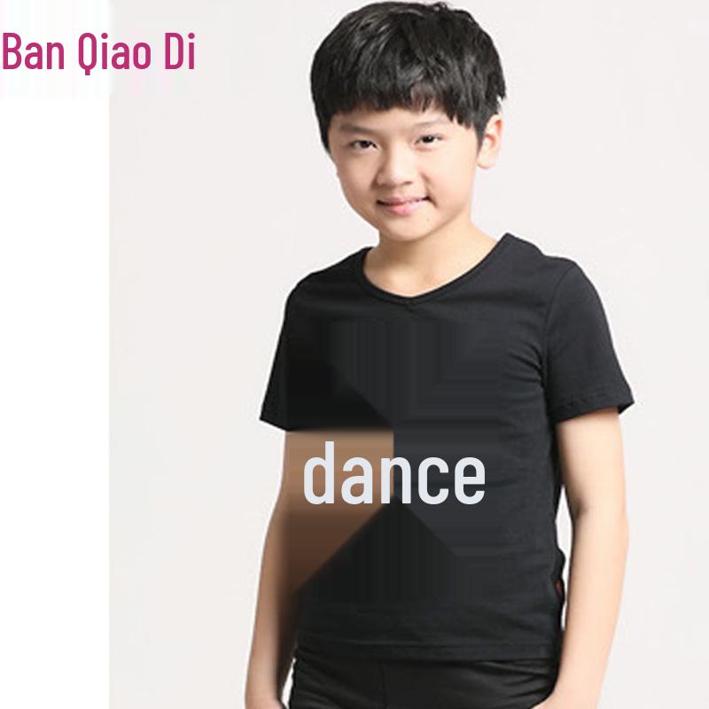 Boys Latin Dance Costume - Short Sleeve Cotton Top for Spring/Summer Practice 180