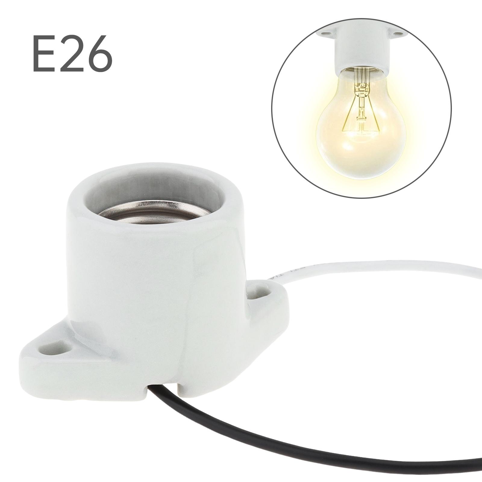 

Porcelain E26 Keyless Lamp Socket Flange Mounting Surface Mount Heavy Duty Indoor Garage Closet Lighting