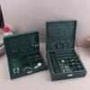 Νέα πράσινη φανέλα κοσμήματα Organizer Box Κολιέ Σκουλαρίκια Δαχτυλίδια Βιτρίνα Βιτρίνα για Γυναικεία Μεγάλη Χωρητικότητα με Κλειδαριά