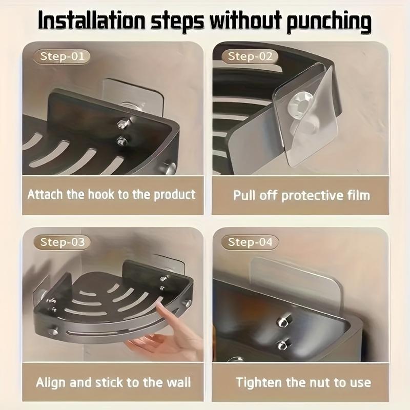 Wandmontiertes Dreieckregal aus Harz, Bohrloses Badezimmer-Aufbewahrungsregal, Vielseitiger Hängeorganizer für Toilettenartikel und Zubehör, Badezimmer-Organizer