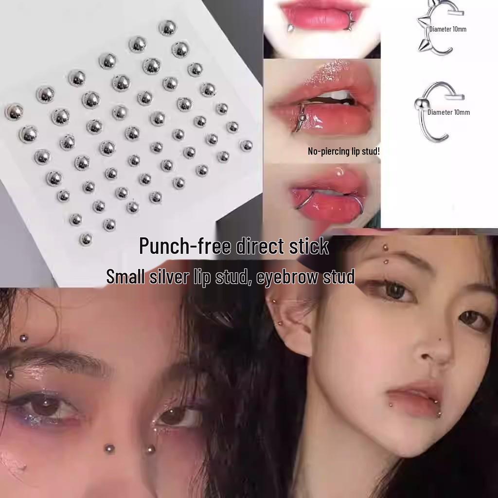 Titanium Steel Lip Stud Sticker: Trendy Fake Piercing Ring for Men & Women - Cool Disco Jewelry Accessory