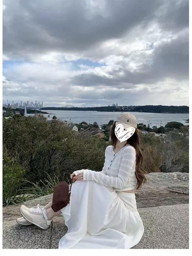 Gray Striped Knit Dress Set for Women: 2025 Autumn Korean Style Long Dress