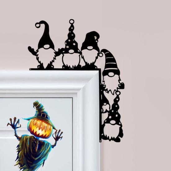 Halloween Door Corner Sign Metal Witch Cat Bat Ghost Spider Web Door Topper Sign Indoor Door Window Frame Decoration