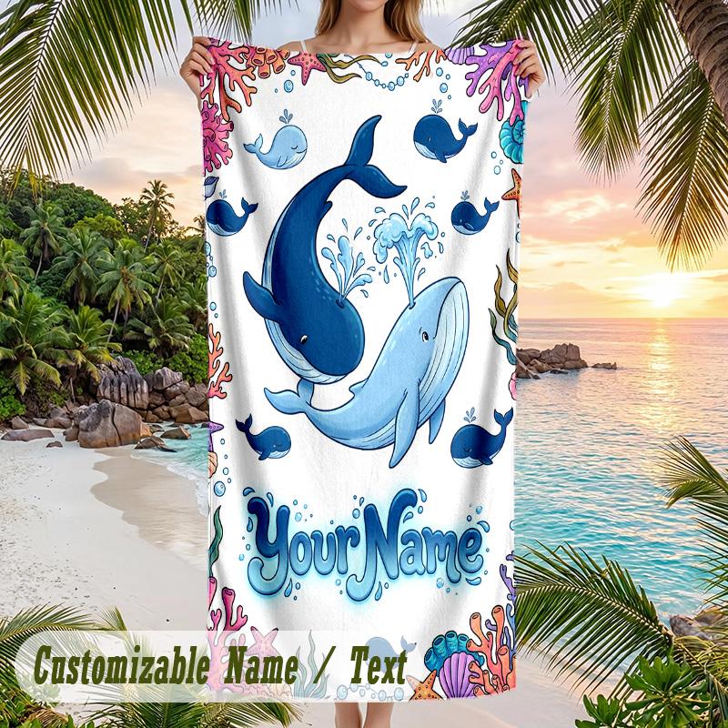 Adventure Travel Theme Beach Towel Personalized Custom Name & Text Soft Quick Dry Beach Towel for Swimming Travel
