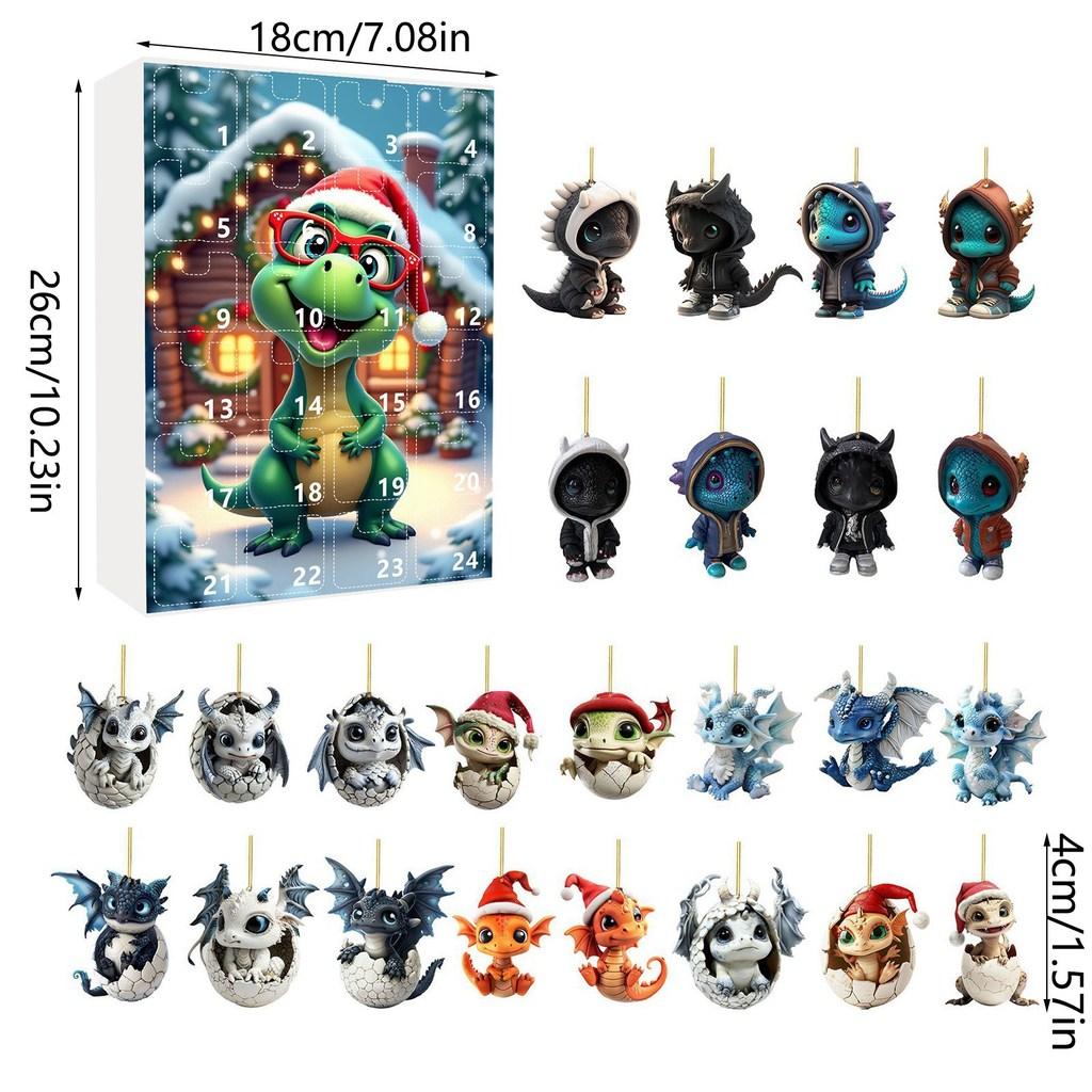 

Christmas Countdown Dragon Acrylic Mini Ornament Gift For Holiday Decor Style R