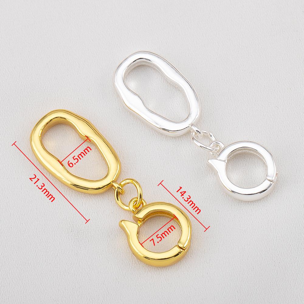 18K Gold Plated Irregular Oval Double Circle Fastener DIY Jewelry Making Accessories Connectors Clasp Necklace Bracelet Supplies