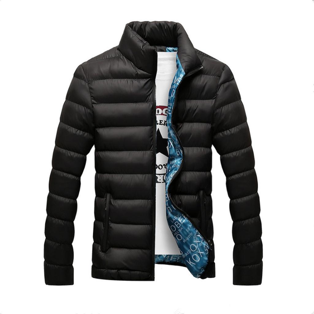 Herren-Winterjacke, warm, mit Reißverschluss, dick, einfarbig, Fleece-Mantel, mit Baumwolle gefütterte Jacke, Freizeitjacke, Oberbekleidung