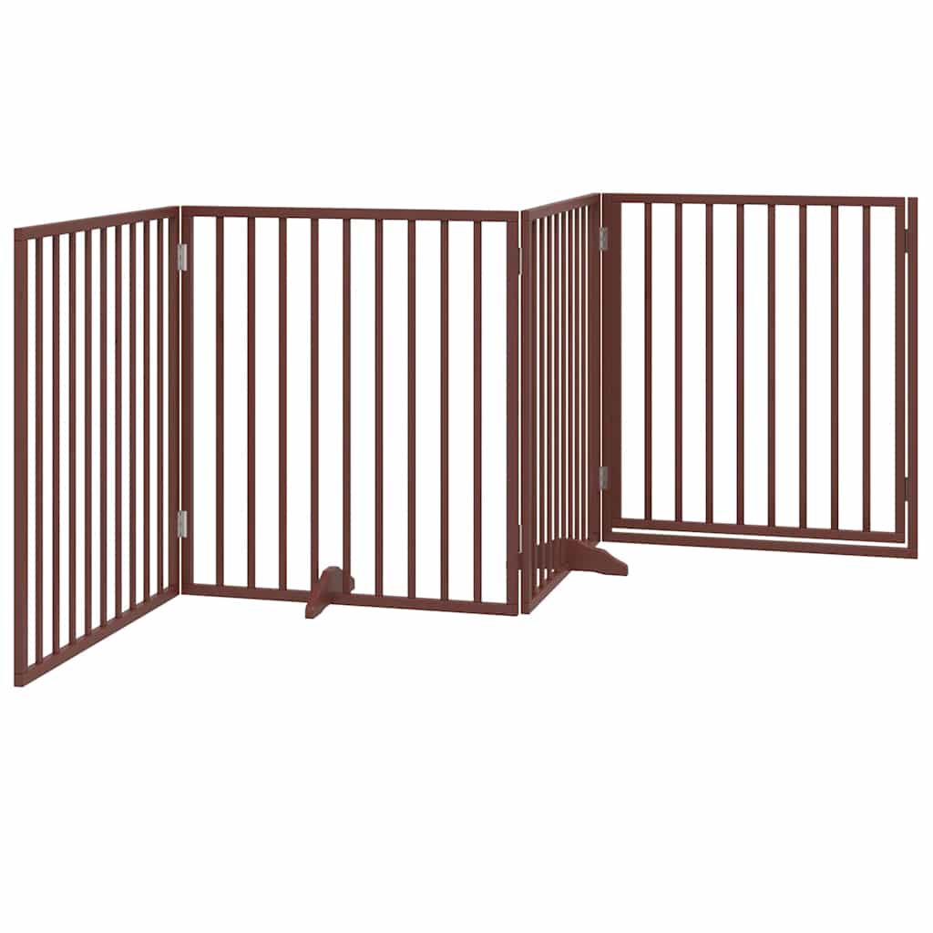 Vidaxl Składana Bramka Dla Psa, Z Drzwiami, 4 Panele, Brąz, 320 Cm