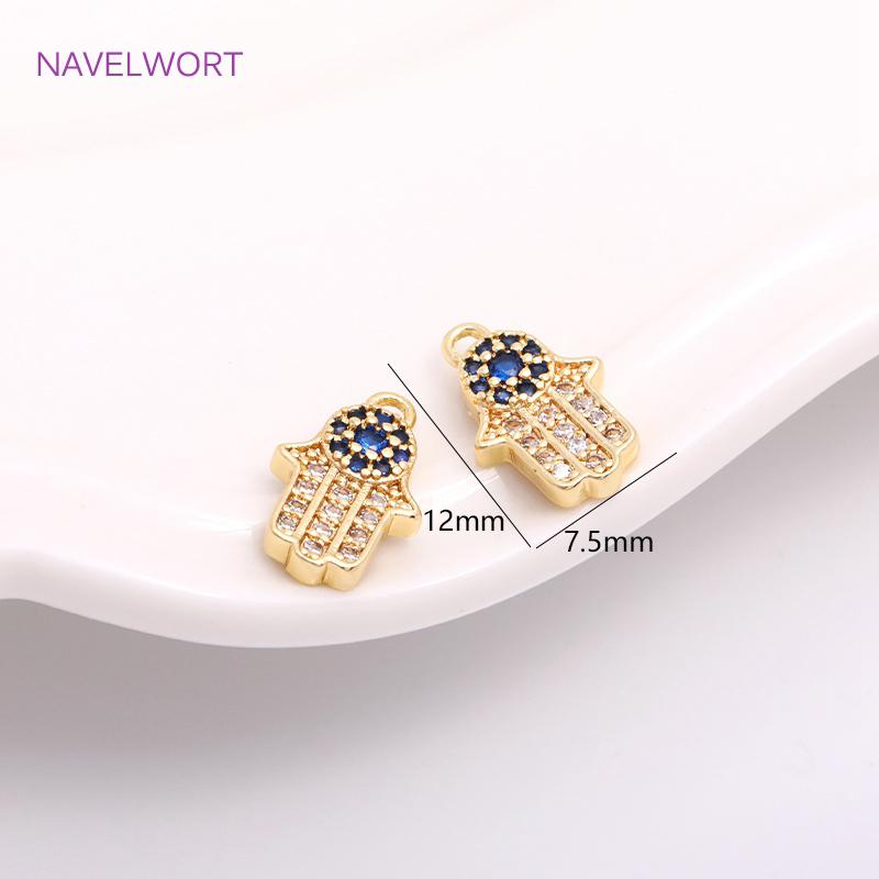 14K Gold Plated Hamsa Hand Pendants Brass Metal Hamsa Jewelry For Earring Making Crafts DIY Jewelry Making Accessories