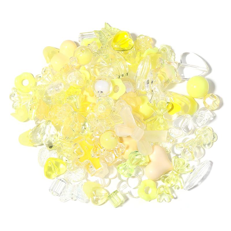 

50g/Lot andom Mix Acrylic Beads Heart Star Bear Bowknot Spacer Beads For Jewelry Making Diy Accessories Handmade Bracele жовтий