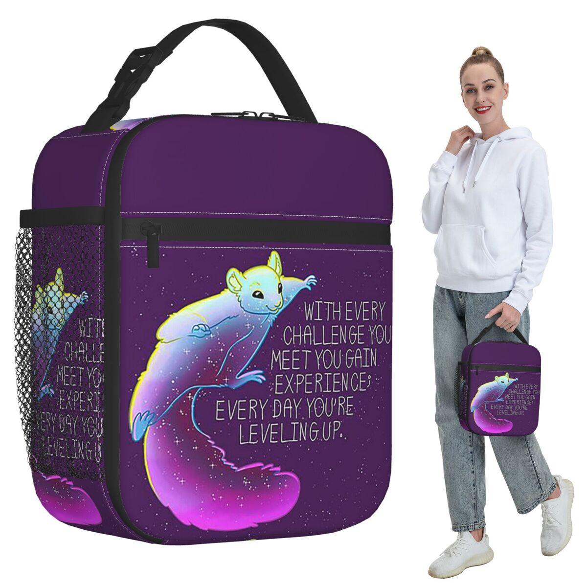 Every Day You re Leveling Up Flying Space Squirrel Insulated Lunch Bag for Women Office Cooler Thermal Food Box Lunch Boxes One Size