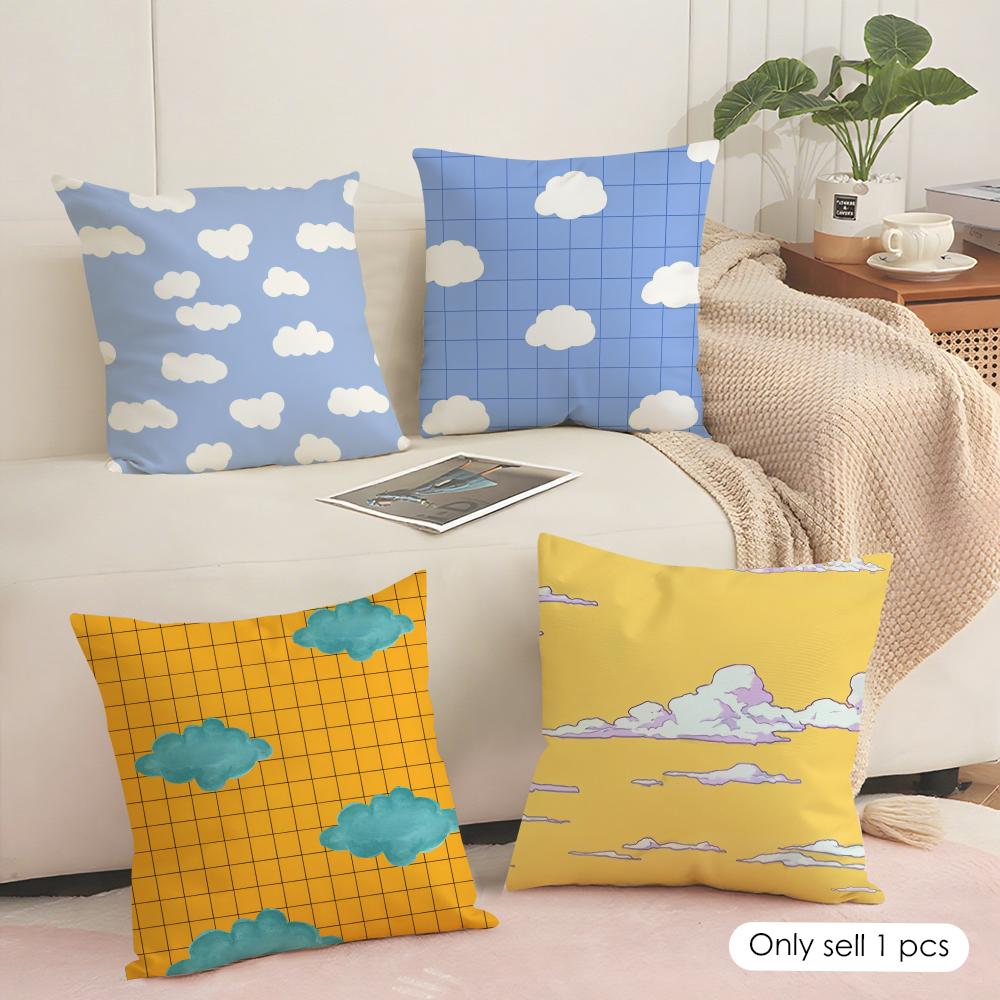 Fashion Clouds Cushion Cover Soft Short Plush Pillow Cover Smooth Cozy Texture Aesthetic Cushion Case Home Decor