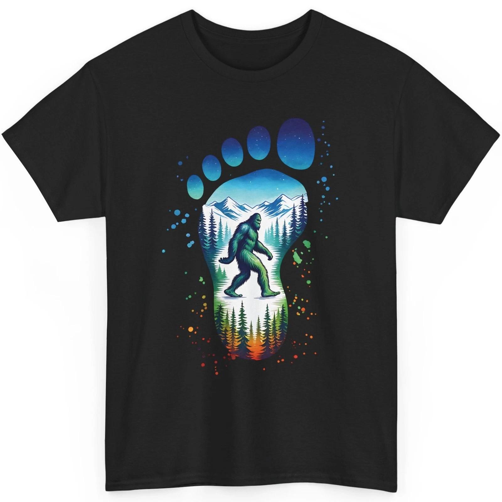 

82. BIGFOOT Watercolor T Shirt Colorful Foot Print Outdoor Hiking Hide And Seek S
