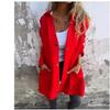 Women S Solid Color Hooded Long Sleeve Loose Button Cardigan Coat