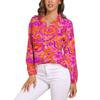 Helle Flower Power Bluse Retro Hippie Blumen Trendige Bedruckte Blusen Damen Langarm Freizeithemden Frühling Übergroße Kleidung