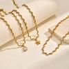 Wind Lady Collarbone Chain, Stainless Steel Wave Foxtail Chain Zircon Flower Water Drop Pendant Necklace Nc-2269