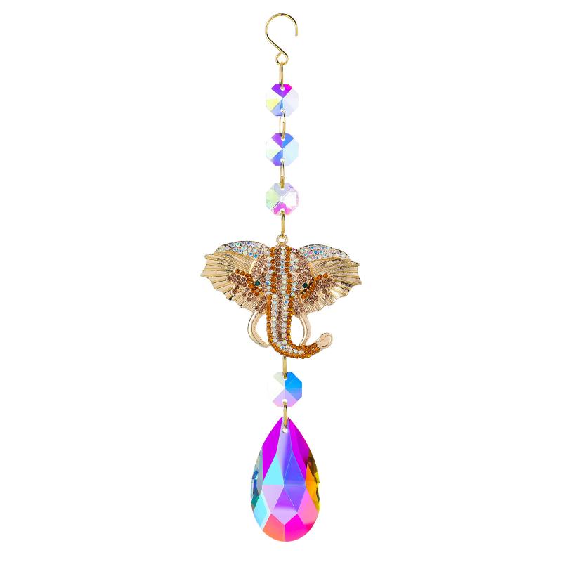 Glass Icicle and Crystal Rhinestone Suncatcher for Elegant Home Decor A