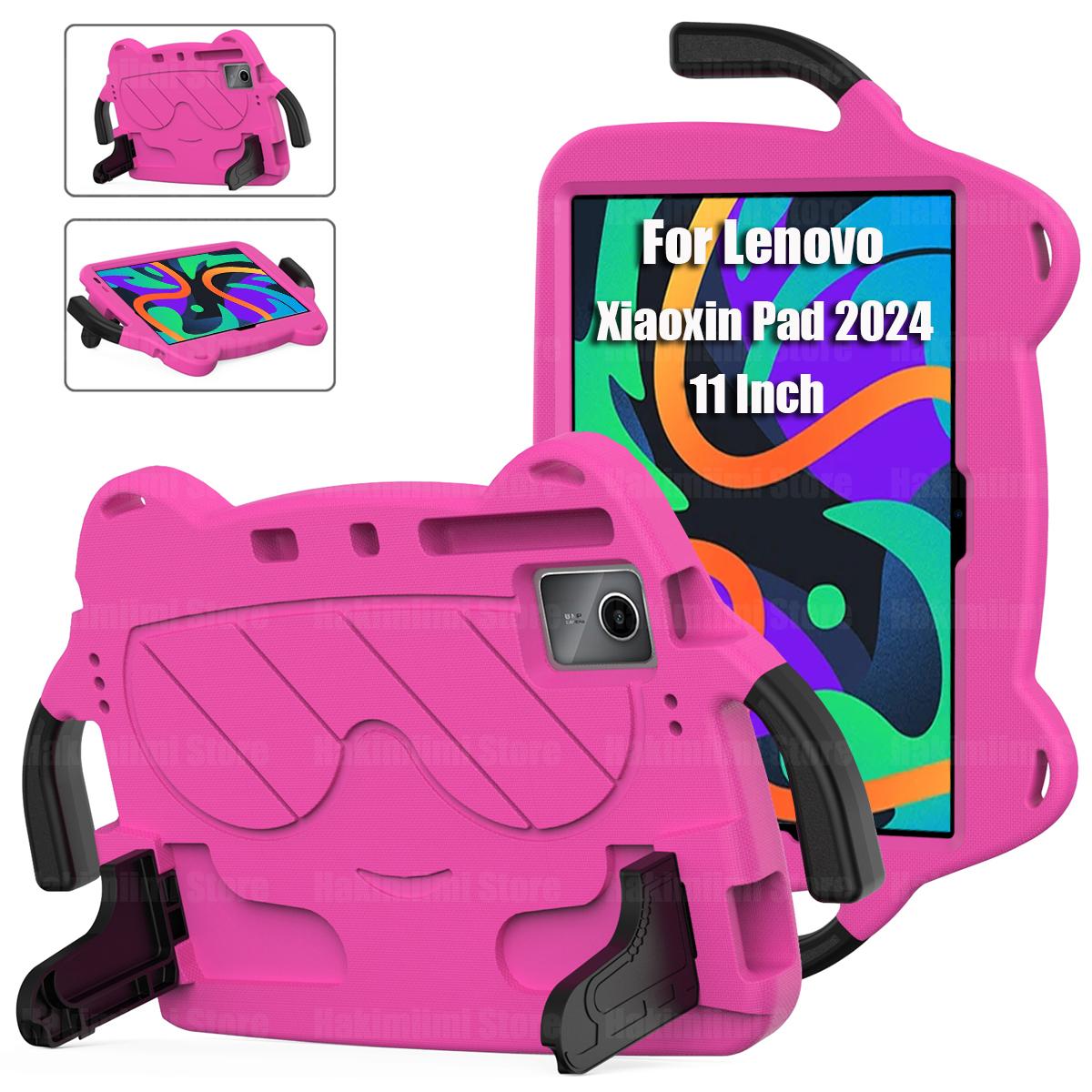 

Для Lenovo Xiaoxin Pad 2024 (11 дюймов) Детский чехол с ручкой, противоударный, устойчивый к падениям, чехол для Xiaoxin Pad 2024 11 Xiaoxin Pad 2024 ярко-розовый