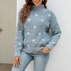 Women's Fashion Chenille Love Sweater Autumn And Winter Half Turtleneck Loose Knitted Sweater