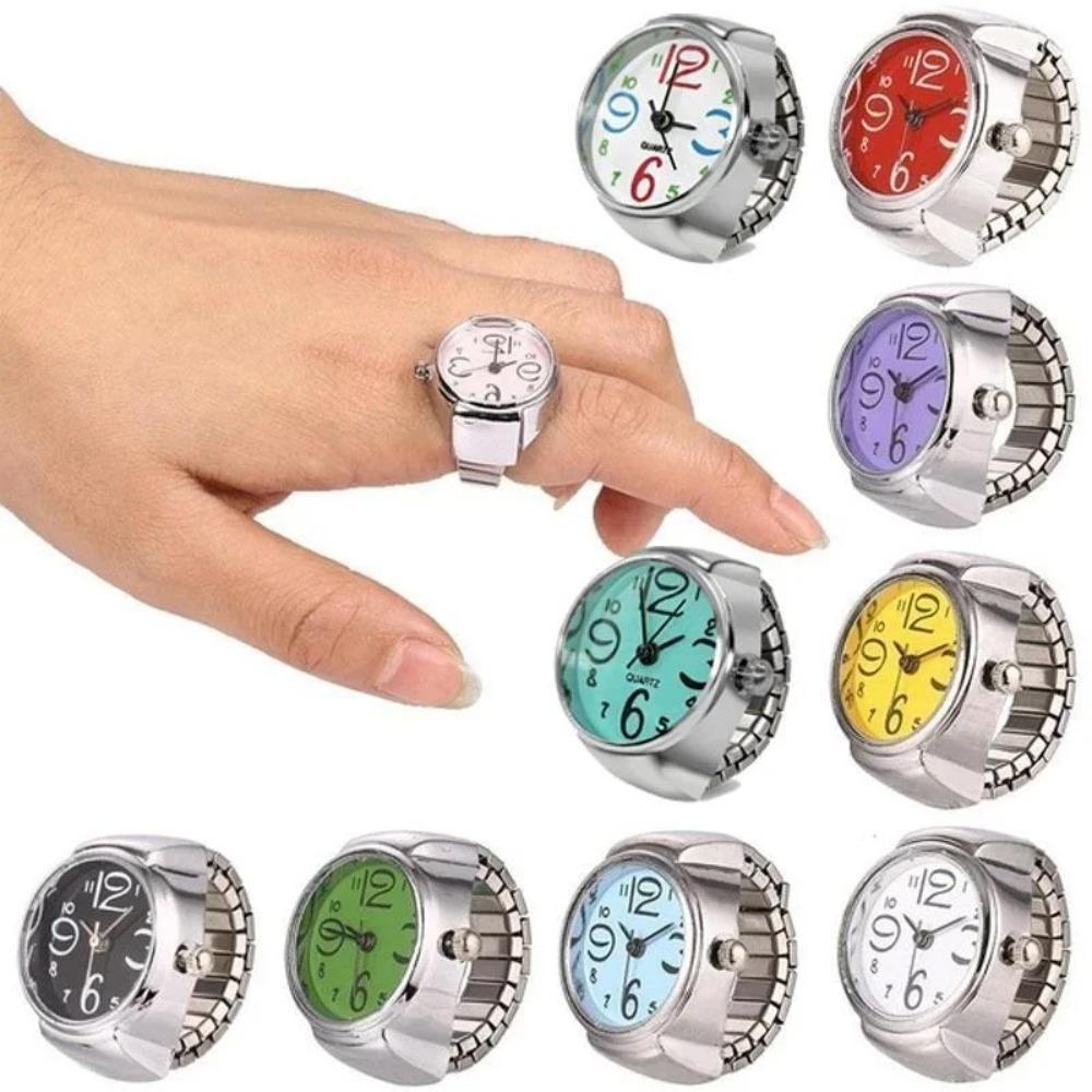 Men Women Creative Round Elastic Quartz Finger Watch Ring Fashion Couple Watch for Lovers