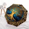 Golden Tree of Life Umbrella, Portable 3-Fold Umbrella for Men & Women,Christmas Gift ES308