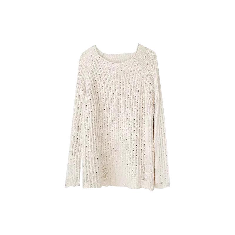 **Korean Autumn Casual Knitted Sweater & Mesh Midi Skirt Set In Tea Color**