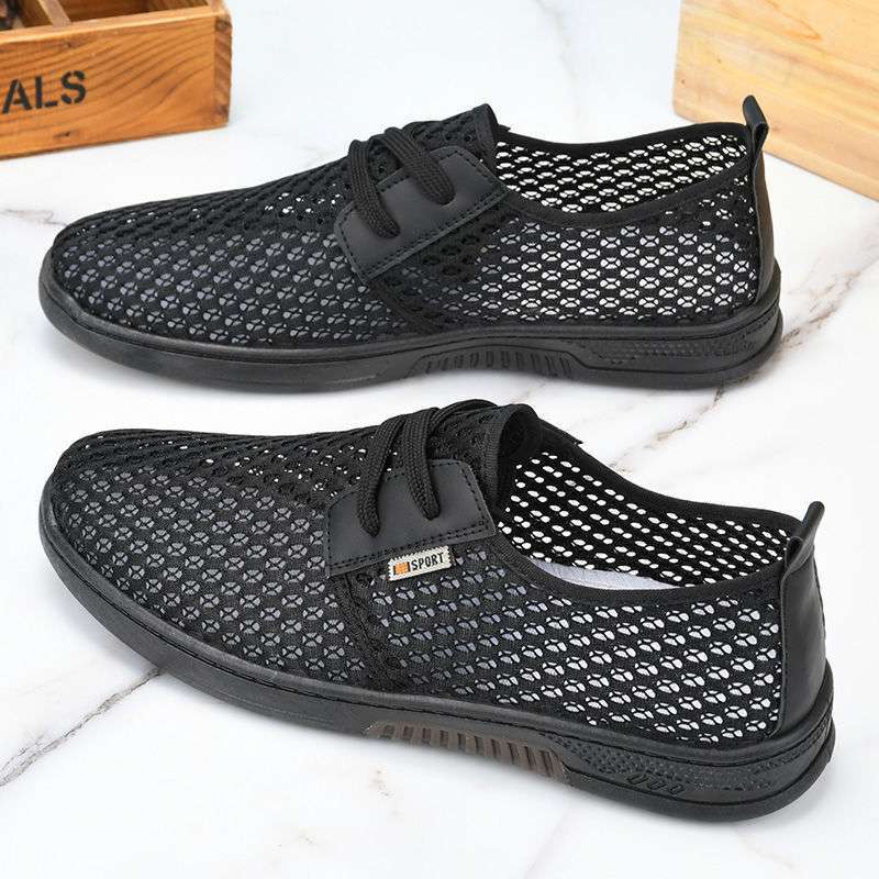 2025 summer new men's net shoes light breathable hollow mesh shoes soft sole non-slip light casual shoes men's sandals