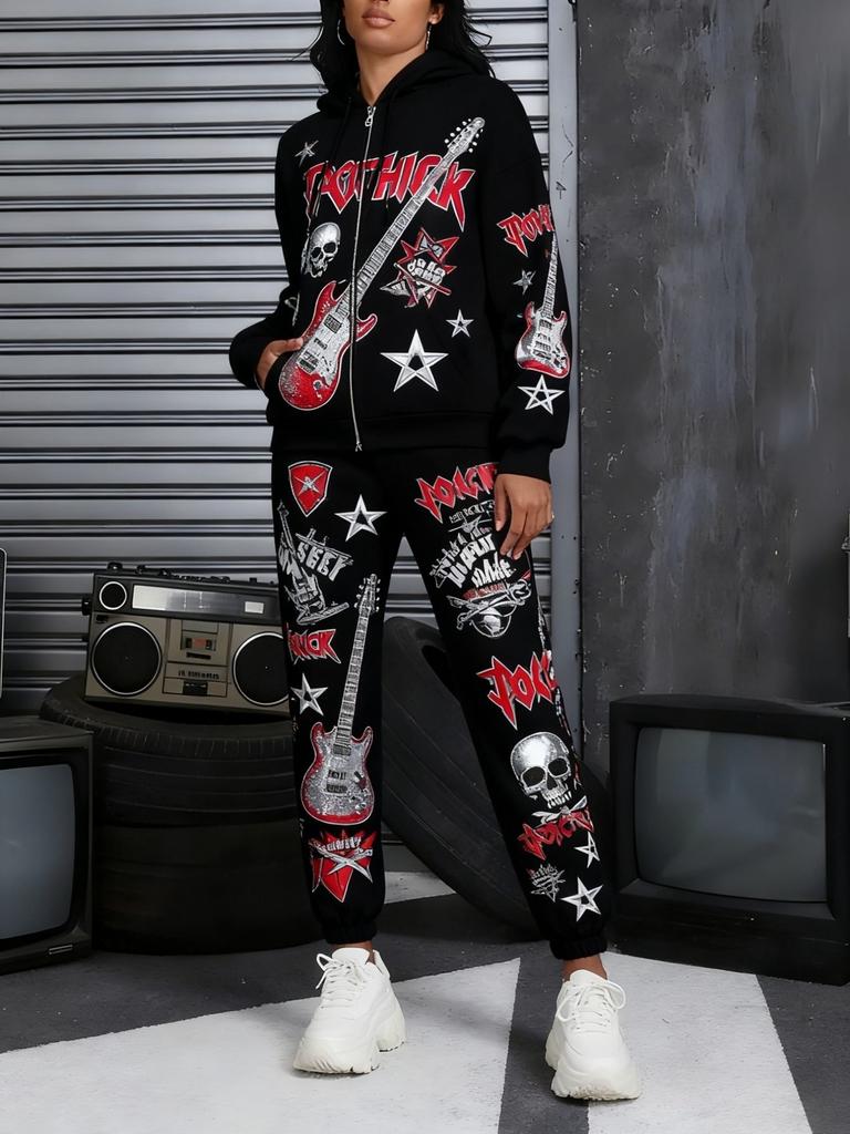 Spring and Autumn New Women's Casual Fashion Zipper Hooded Sweater Sweatpants Set Lightweight and Comfortable