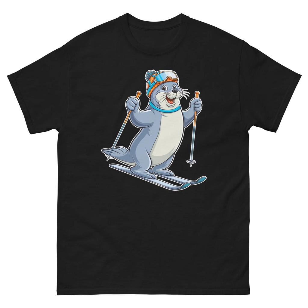 Seal Skiing Skier Fun Cartoon Ski Shirt T-Shirt