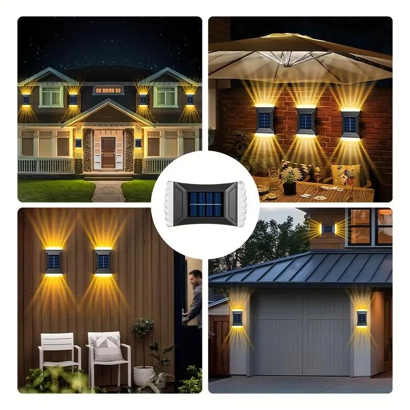 2/4/6 STÜCK Solar Zaunleuchten Kaltweiß Solar LED Wandleuchte mit Bewegungssensor Außen Solar Gartenleuchten für Terrasse Treppe Veranda