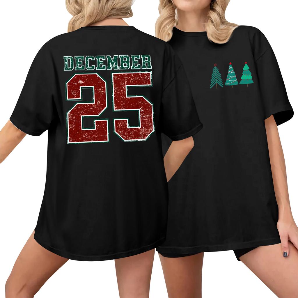 Dámské ležérní tištěné tričko s kulatým výstřihem, svetr s krátkým rukávem