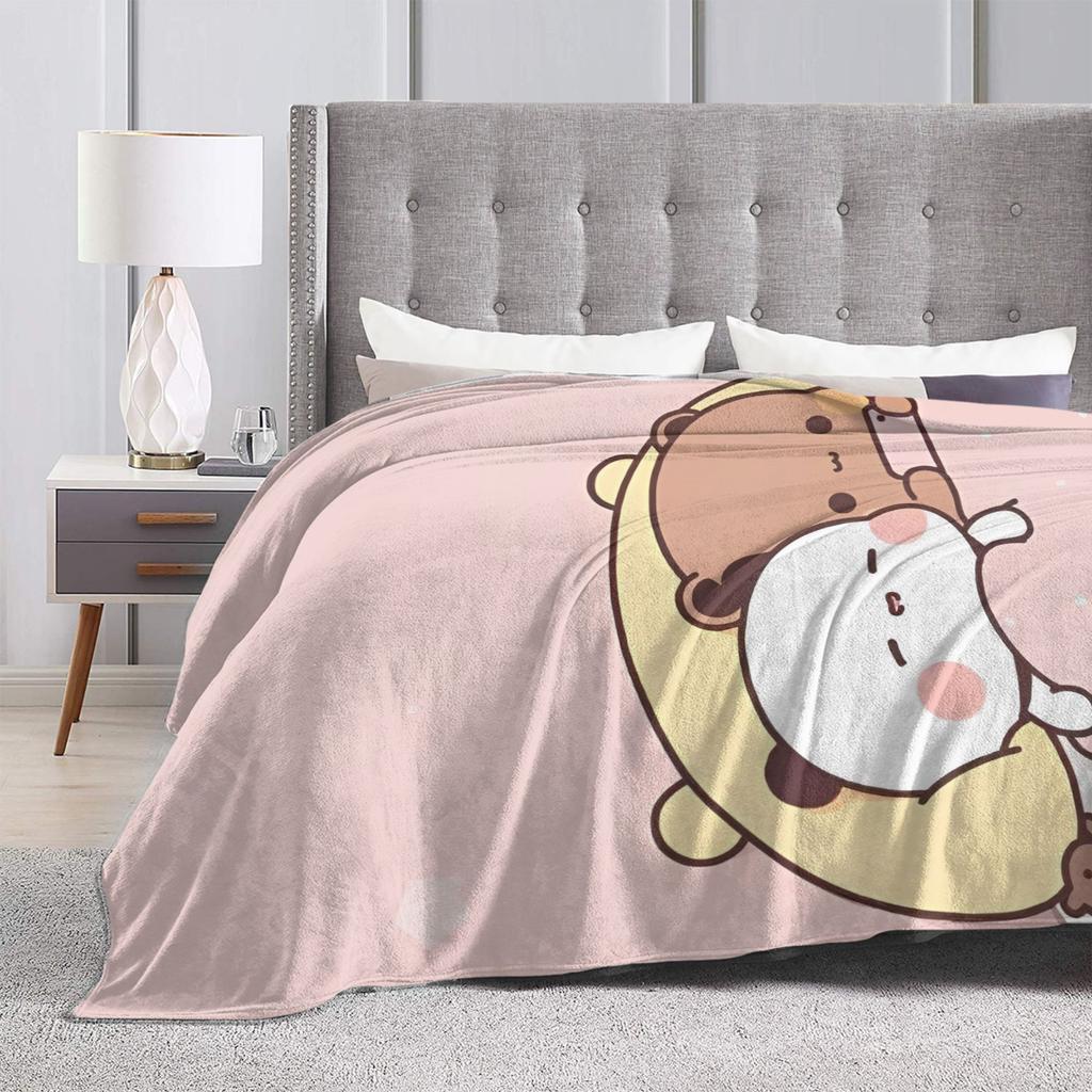 Bubu and Dudu Blanket Velvet Panda And Brownie Bear Couple Warm Throw Blanket for Bedding Couch Bed Rug
