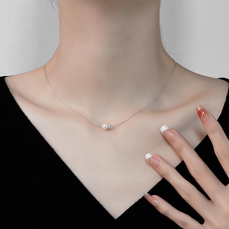 925 Sterling Silver Pearl Necklace for Women Girl Elegant Bohemia Office Cute Bead Jewelry Gift Dropshipping Wholesale