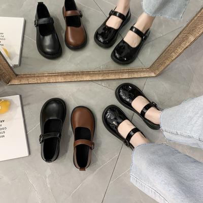 Lente Herfst Lolita Schoenen Gesp Mary Janes Schoenen Lakleer Ondiepe Vrouw Flats Meisjes Schoenen Mode Zachte Loafers