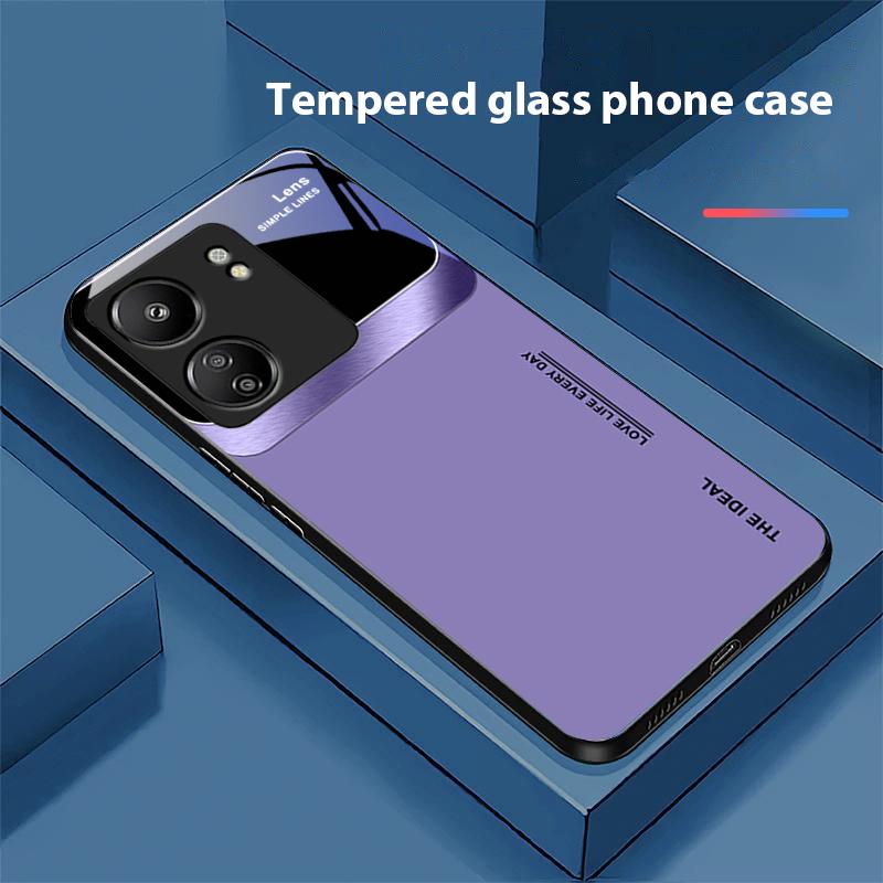 

Big Window Powder For Xiaomi Redmi 13C Note13 12 Pro Plus 5G Note 9 13T Pro POCO X6 F5 F6 Black Tempered Glass Phone Case For Redmi 9A
