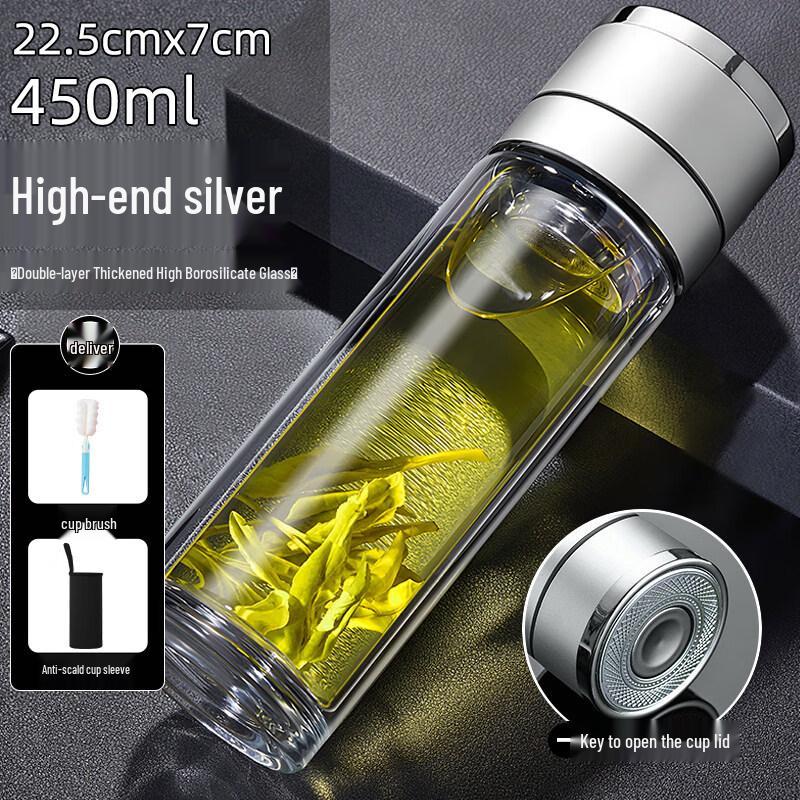 Xihe Double-Layer Glass Insulated Car Tea Mug