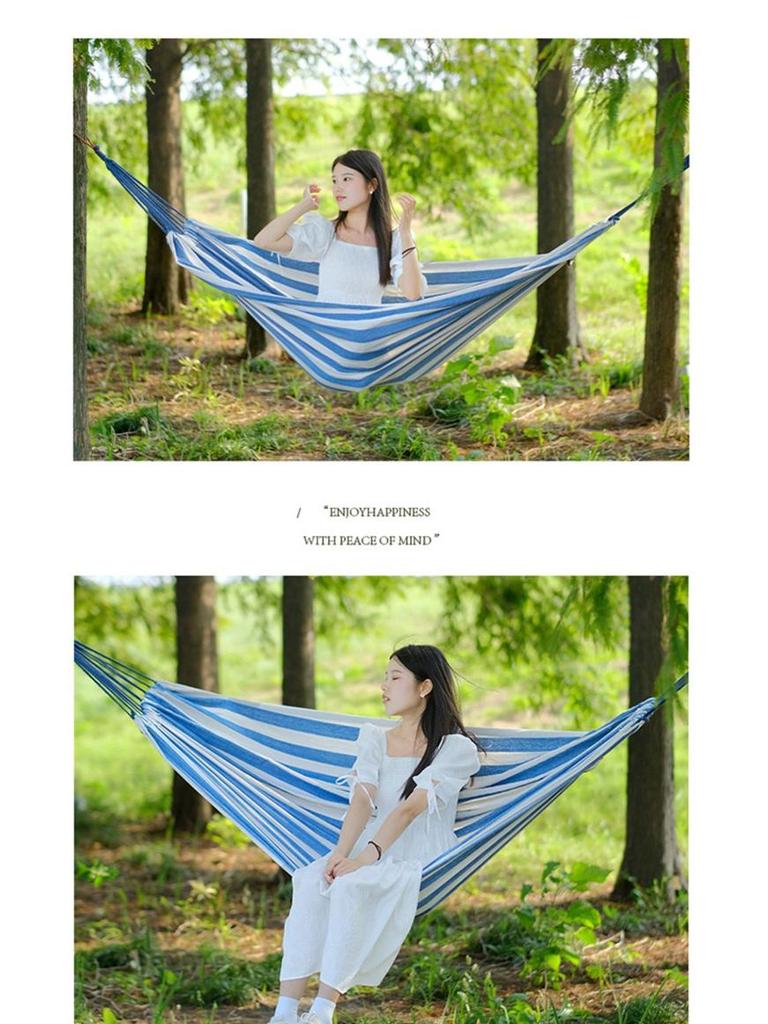 Thickened White Double Hammock for Indoor/Outdoor Use: Anti-Rollover Design for Adults & Kids