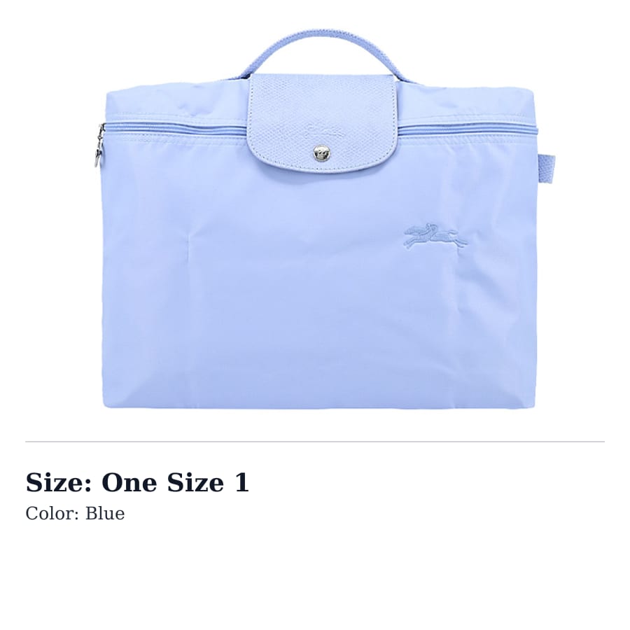 LONGCHAMP Le Pliage Green Cow Leather Trim Document Bag, Handbag, Briefcase Small Women's Blue 2182919P79