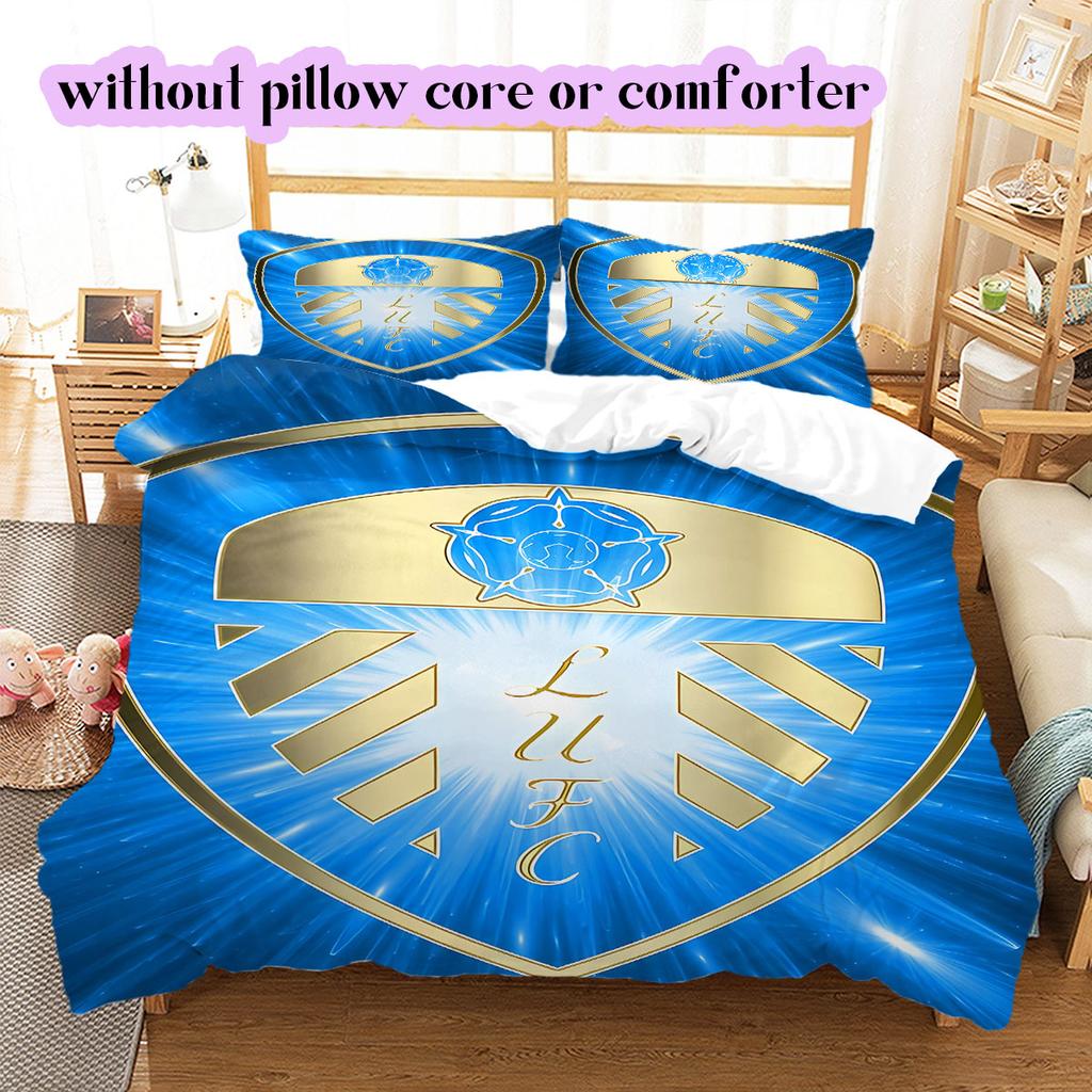Leeds United Pattern Bedding,Quilt Set Quilt Cover Pillowcase Home Birthday Gift (1*duvet cover+2*pillowcase,without core)