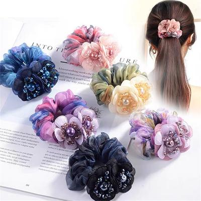 Mode Elegant Blume Scrunchies Frauen Mädchen Elastische Haar Gummibänder Accessoires Haargummi Zopfhalter Kopfschmuck