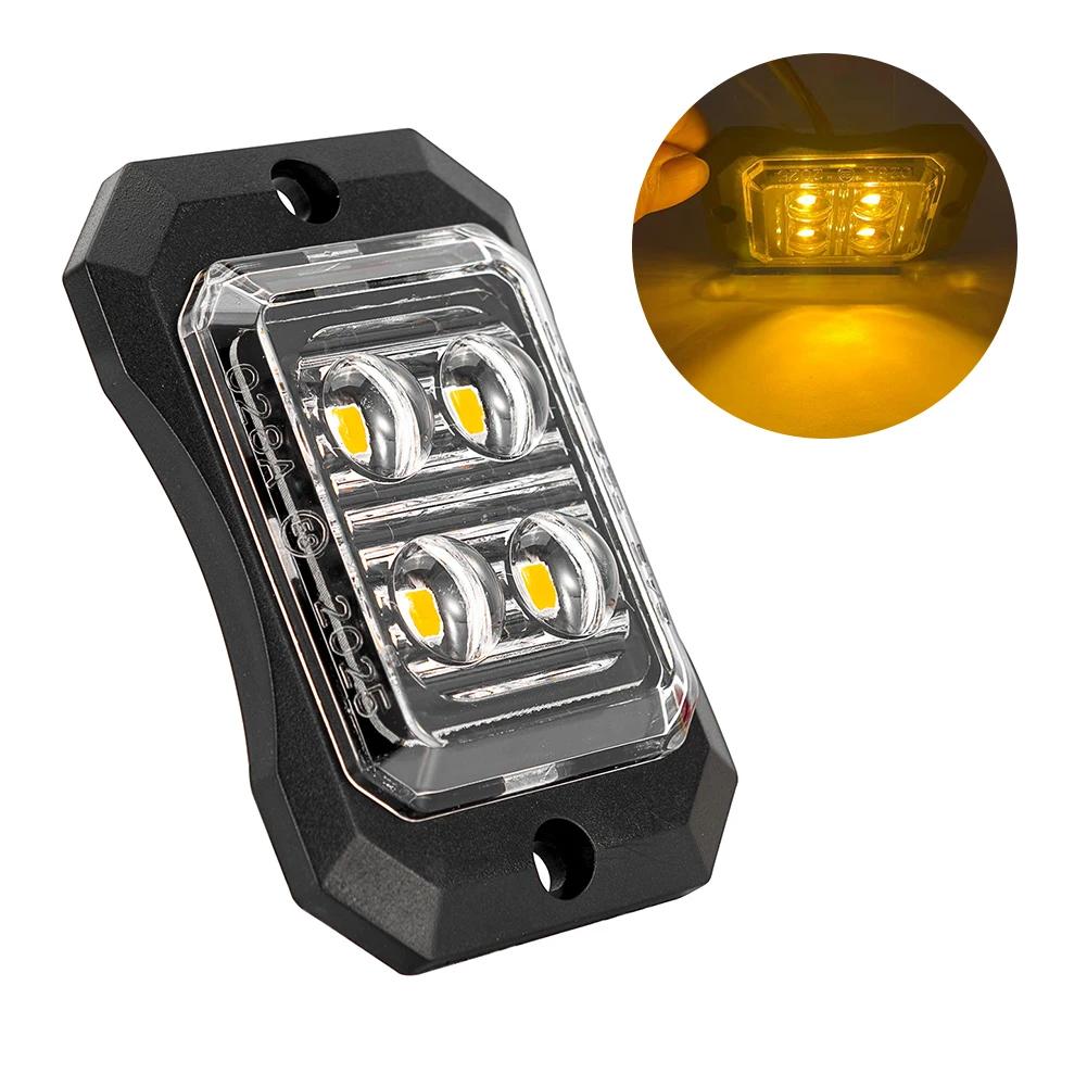 4/8/12 LED Truck LED Side Marker Light Strobe Flash Warning Light 12-24V Waterproof Lens Light for Trucks & Trailers