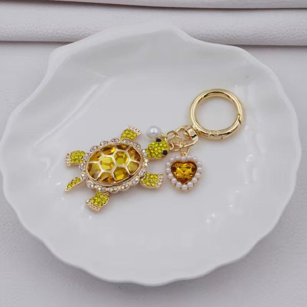Rhinestone Marine Turtle Pendant Imitation Pearl Ocean Hanging Pendant Turtle Keychain  Bag Pendant