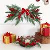 1Pc Christmas Decorations Red Fruit Bow Pine Needle Wall Hanging Decoration Window Lintel Pendant, Halloween Christmas Gift