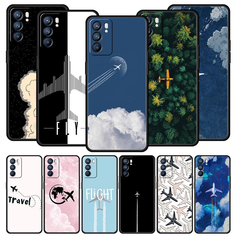 Airplane Pattern Phone Case For Oppo Reno14 Reno13 Reno12 11 F 10 Find X5 X9 Pro A54 5G A53 A52 A9 A74 A78 4G A79 A80 A98 Cover
